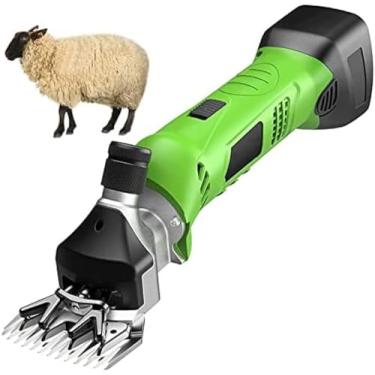 Imagem de Máquina de tosquiadeira elétrica profissional sem fio para ovelhas, bateria de lítio recarregável integrada, tesoura para ovelhas, suprimentos para barbear lã de pele em gado, verde