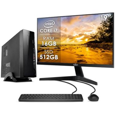 Imagem de Computador Slim Completo Intel Core i7 16GB SSD 512GB Monitor 19" 4 Núcleos Super Turbo Pc Hdmi Teclado e Mouse Strong Tech