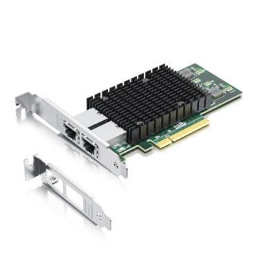 Imagem de H!Fiber Placa de rede PCI-E de 10 Gb, duas portas de cobre RJ45, compare com Intel X540-T2, com chip Intel X540-BT2, PCIe X8, adaptador LAN Ethernet 10Gbase-T compatível com Windows