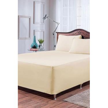 Imagem de Jogo de Lençol CASAL Conjugado Cama Box 100% Algodão 200 Fios Lençol Com Elastico (PALHA, CASAL 3 PEÇAS CONJUGADO)