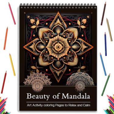 Imagem de Livro de colorir mandala para adultos Livro de colorir para mulheres com página encadernada em espiral impresso papel grosso de um lado presentes artes e artesanato para mulheres relaxarem, 24 páginas