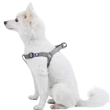 Imagem de Blueberry Pet Peitoral Essentials Step-in para cães, tamanho grande | Colete cinza de pederneira ajustável | Nylon sólido clássico para cães meninos e meninas, circunferência do peito 66 a 99 cm