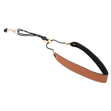 Imagem de Alça de Saxofone Ajustável, Com Couro PU Macio, Nylon e Metal, Alça de Pescoço Confortável para Saxofones Alto, Tenor, Barítono e Agudos (Marrom)