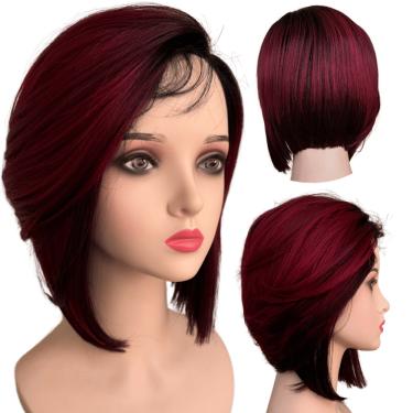 Imagem de Peruca Front Lace Wig Long Bob Marsala Ombre Orgânica Curta