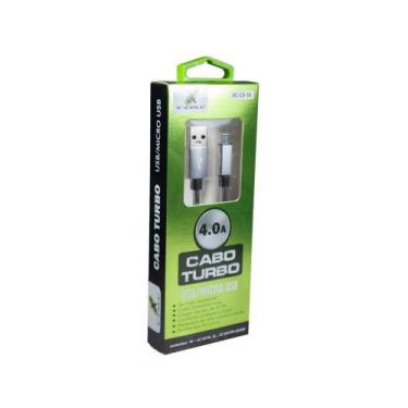 Imagem de Cabo Carregador Turbo V8 Conector Soldado a Laser 4.0 Blindado Inox X-