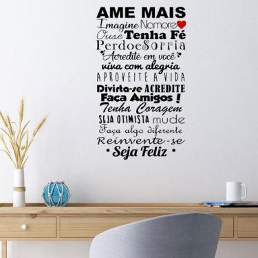 Imagem de Adesivo Decorativo De Parede Frase Ame Mais Coração Amigos - PAPELEPAR