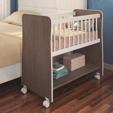 Imagem de Mini Berço Moiséis Rubi Nature/Branco com Colchão - Peternella