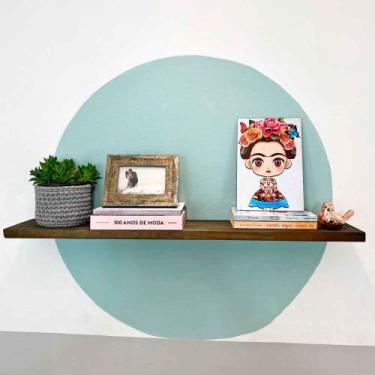 Imagem de Prateleira de Parede de Ferro e Madeira Industrial Suspensa 100cm Taba