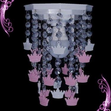 Imagem de Lustre Luminária Quarto Tema Infantil Bebê Menina Coroas Princesa - Lu