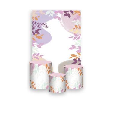 Imagem de Painel De Festa Vertical 1,50 x 2,20 + Trio De Capas Cilindro - Flores