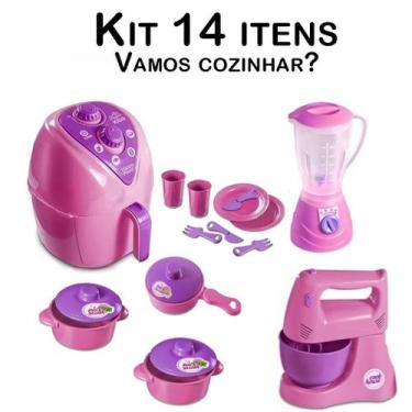 Imagem de Kit  Cozinha Infantil AirFryer Liquidificador Batedeira 14pç - Altimar