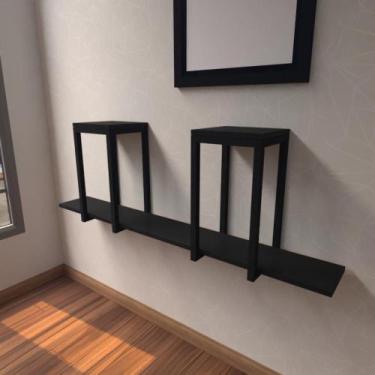 Imagem de Aparador industrial preto moderno cantinho café escritorio simples ban