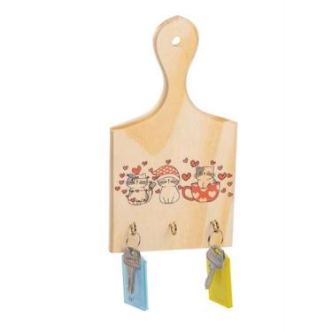 Imagem de Porta Chaves Gatinhos Coração Vermelho Tábua - JW SHOP