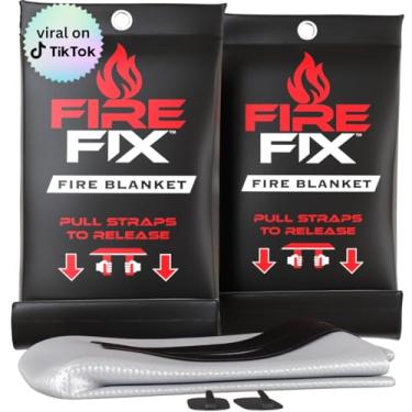 Imagem de Fire Fix Cobertor de incêndio de emergência com suporte 2 unidades | puxar, cobrir, envolver | cobertor de emergência extintor de incêndio | apartamento, acampamento, garagem, casa e cozinha |