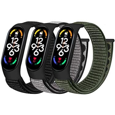 Imagem de WNIPH Pulseira de nylon compatível com Xiaomi Mi Band 7/Mi Band 6/Mi Band 5/Mi Band 4/Mi Band 3/Amazfit Band 5, pulseira esportiva macia ajustável para Xiaomi Mi Band 7/6/5/4/3 mulheres e homens