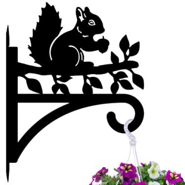 Imagem de peacoblue Ganchos de ferro para pendurar plantas internas ao ar livre, vasos de samambaias, lanterna, alimentador de pássaros, sinos de vento, 30,5 x 40,6 cm, suporte de parede de metal resistente ao