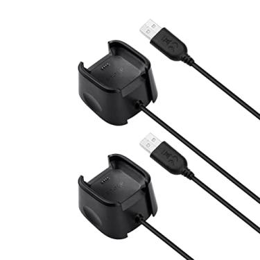 Imagem de JIUJOJA Doca de Carregamento de 2 Pacotes Compatível com Fitbit Versa/Lite/Se, (Não para Versa 2) Carregador, Suporte de Cabo e Protetores de Tela para Relógio Inteligente