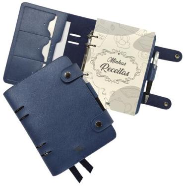 Imagem de Agenda Minhas Receitas 151-R Personalizada Raffai Couros, Azul Jeans