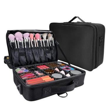 Imagem de Maleta Maquiagem Organizadora Cosmético Makeup Divisórias Preta - CHIZ