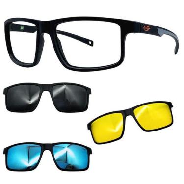 Imagem de Oculos Mormaii Swap 5 6127 APJ Preto Fosco Com 3 Clipons, Cinza, Azul,