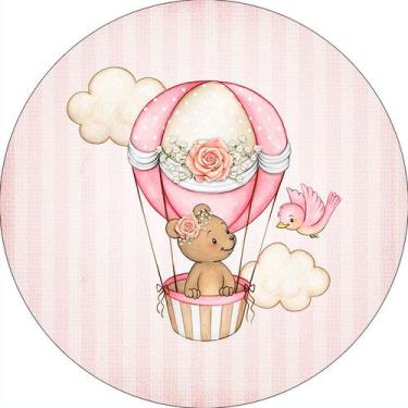 Imagem de Painel De Festa Redondo 1,50x1,50 -  Ursinha Baloeira Rosa 024 - Via C