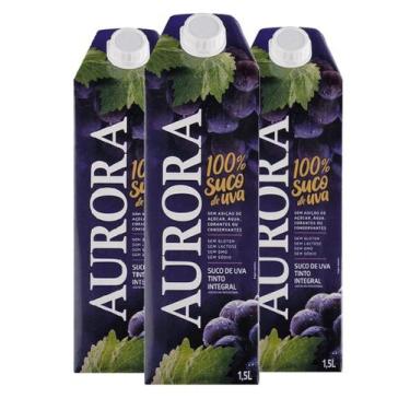 Imagem de Kit 3 Suco De Uva Aurora Tinto Integral Caixa 1,5l Cada