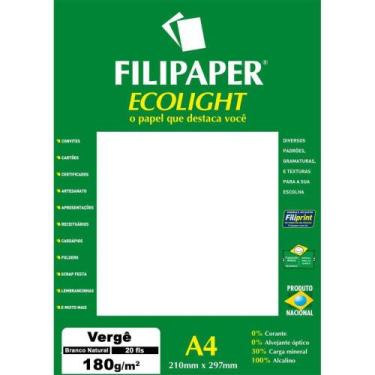 Imagem de Papel A4 Vergê Branco Ecolight 180G - Caixa com 20 Unidades - Filipers