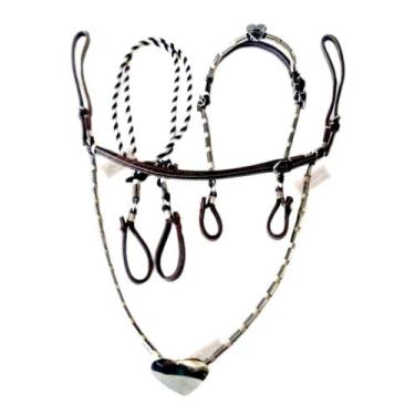 Imagem de Rédeas Cabeçada Peiteira Cavalo Crioulo Abqm Laço Comprido - SELARIA S