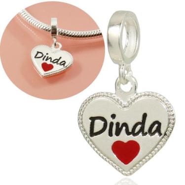 Imagem de Berloque Charms Coração Dinda Madrinha Prata Legitima 925 - Lojas La+N