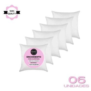Imagem de Kit 6 Refil Enchimento 50X50 Almofada Fibra Siliconada 350g - HODESTOR