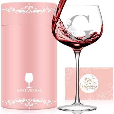 Imagem de Astonlink Presentes para Mulheres, Amiga, Mãe, Esposa, Ela, Monograma Az Presente de Taça de Vinho Personalizada, Presentes Personalizados para Mulheres Aniversário, Natal, Dia Das (, Claro)