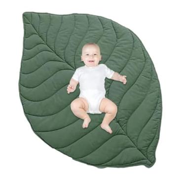 Imagem de Yuehuam Tapete de algodão para bebês 143 x 107 cm almofada de chão tipo folha tapete para berçário tapete de atividade de bebê para decoração de quarto de bebê infantil, adereço de estúdio fotográfico