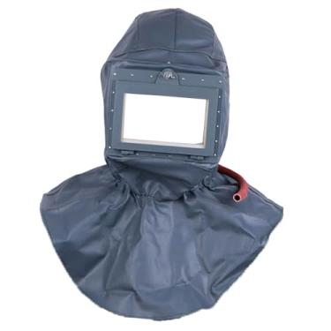 Imagem de Esquirla Capacete protetor facial com capuz de jato de areia, suprimentos profissionais para capacete de jateamento de areia, xale simples de usar, capuz de