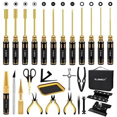 Imagem de GLOBACT RC Tool Kit RC Screwdriver Kit, RC Car Stand, RC Hex Driver Set, RC Pliers Set, Screws Tray, Wrench, Body Reamer for 1/8 1/10 Traxxas Axial Arrma Redcat Losi RC Repair Tool Box Set-26Pcs