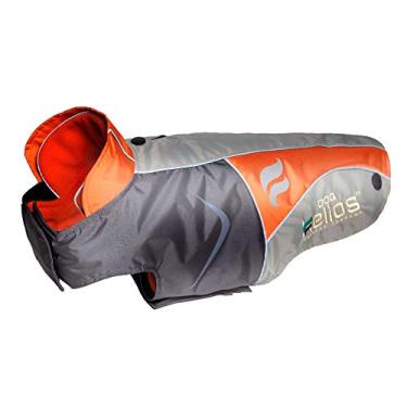 Imagem de DOGHELIOS Casaco impermeável 2 em 1 para cães com forro de lã polar removível com tecnologia Blackshark PP, laranja, cinza-escuro, cinza claro