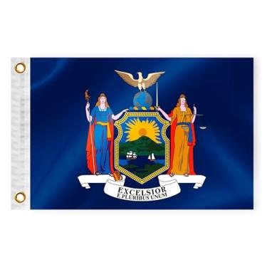 Imagem de Bandeira náutica de barco do estado de Nova York, 30,5 x 45,7 cm, dupla face, 3 camadas, bandeira marítima, nylon, pequeno iate, vela, pontão, barco, quadriciclo, caminhão, jipe, motocicleta,
