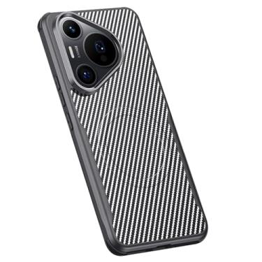 Imagem de POYUFRG Capa magnética para Huawei Pura 70 Ultra/70 Pro/70 Pro+/70, fibra de carbono fosca, ultrafina, à prova de choque, suporta carregamento sem fio, cinza, 70