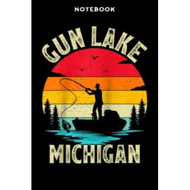 Imagem de Notebook Sūmmēr Vācātiōn Fishing Vintāgē Rētrō Michigān Gūn Lākē Rāglān Bāsēbāll Nicē: 6" x 9", over 100 pages/Lined Journal,Management,Notebook Journal,Daily Organizer