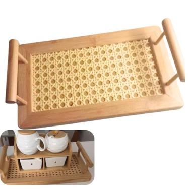 Imagem de Bandeja de Bambu 33 cm - Bandeja Decorativa e Bandeja de Café da Manhã Multiuso - Ideal para Sala, Banheiro, Lavabo ou Cozinha