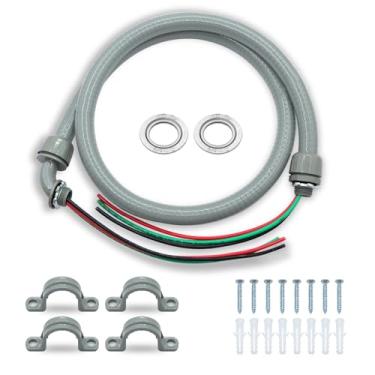 Imagem de Wocloer Kit de montagem de chicote elétrico de 1/5.1 cm x 3 m, conduíte elétrico flexível apertado líquido não metálico com fio calibre 10 kit de chicote elétrico CA