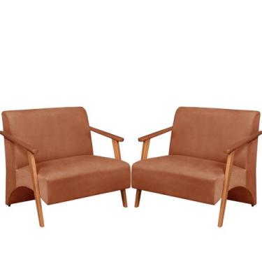 Imagem de Poltrona Namoradeira Venus  Braço Madeira Maciça Suede Unidecor, Rosa