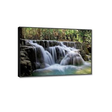 Imagem de Pintura de cachoeira arte de parede em tela - árvores florestais, cachoeiras, natureza paisagem impressão em tela grande arte pronta para pendurar arte de parede para sala de estar decoração de quarto