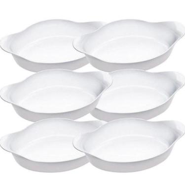 Imagem de Kit 6 Assadeiras Marinex Opaline Vidro Branco 600 1L e 1,4L - Nadir