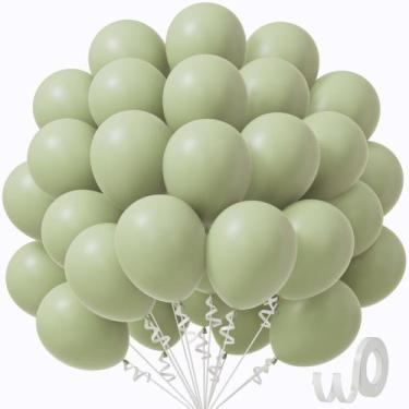 Imagem de Balões de Festa Verde Sálvia Awenztech - 50 Unidades de 30cm com Fita