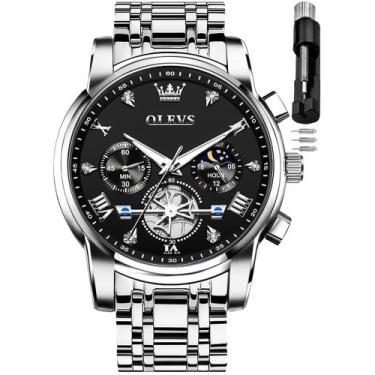 Imagem de Relógio Masculino OLEVS Cronógrafo - Aço Inoxidável Preto