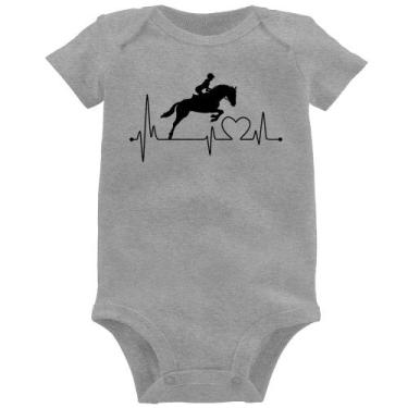 Imagem de Body Bebê Hipismo Batimentos Cardíacos - Foca na Moda, Cinza, M
