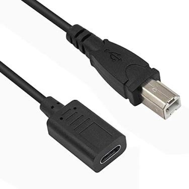 Imagem de Traovien Cabo De Impressora Usb C, Cabo Usb B Para Usb C, Cabo De Impressão Usb Tipo C (Usb-C) Fêmea Para Usb B Macho, Compatível Com Impressoras Macbook Pro, Hp, Canon, Samsung De 30 Cm/1 Pé