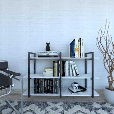 Imagem de Prateleira Industrial livros prateleira de ferro e madeira estante de 