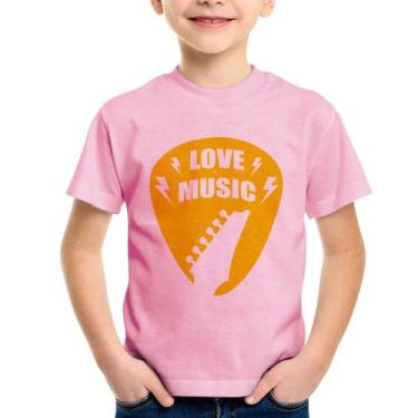 Imagem de Camiseta Infantil Love Music - Foca na Moda, Rosa bebê, 8