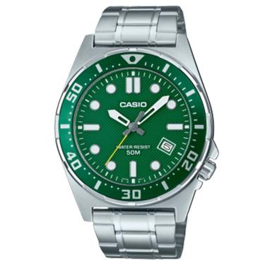 Imagem de Relógio CASIO masculino analógico prata verde MTD-135D-3AVDF